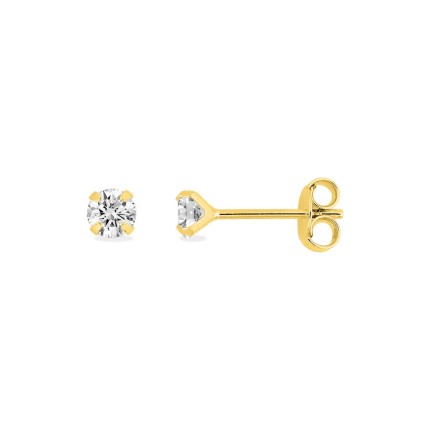 Pendientes bañados en oro con circonita 4 mm