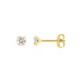 Pendientes bañados en oro con circonita 4 mm