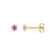 Pendientes bañados en oro con circonita violeta 4 mm
