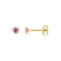 Pendientes bañados en oro con circonita violeta 4 mm
