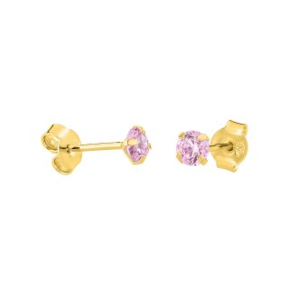 Pendientes bañados en oro con circonita violeta 4 mm