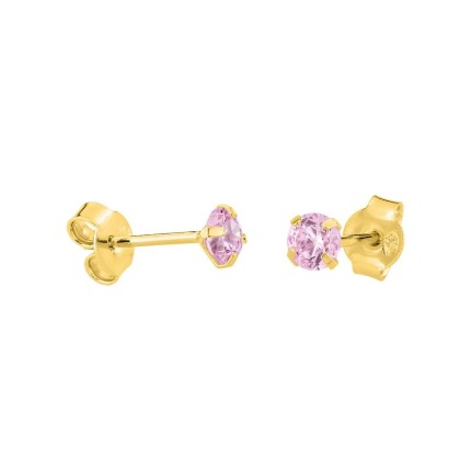 Pendientes bañados en oro con circonita violeta 4 mm