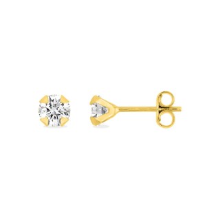 Pendientes bañados en oro con circonita 5 mm