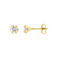 Pendientes bañados en oro con circonita 5 mm