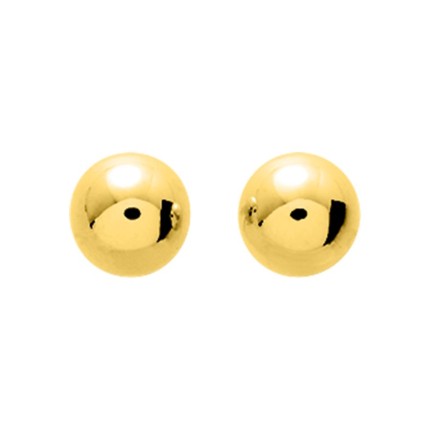 Brincos de bola banhados a ouro de 8 mm com fecho de pressão
