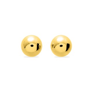 Brincos de bola banhados a ouro de 8 mm com fecho de pressão