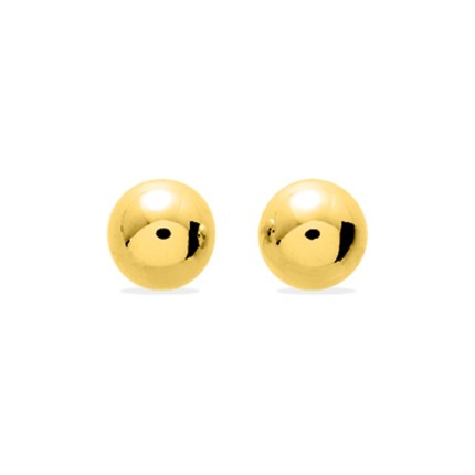 Pendientes bola 8mm bañados en oro con cierre de presión