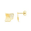 Pendientes hoja de ginkgo calada de 10 mm bañados en oro