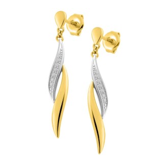 Pendientes con curvas bicolores bañado en oro y rodio