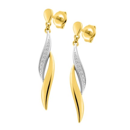Pendientes con curvas bicolores bañado en oro y rodio