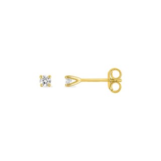 Pendientes en oro amarillo 18K y diamantes 0,10 ct engastados con garras