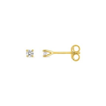 Brincos em ouro amarelo de 18K e diamantes de 0,10 ct engastados em garras