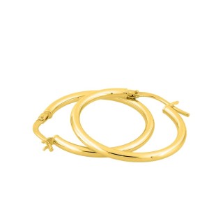 Brincos de argola em ouro amarelo de 18K diâmetro 20 mm fio 2 mm