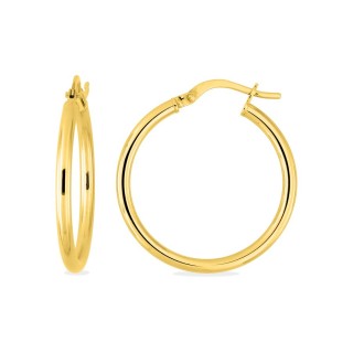 Brincos de argola em ouro amarelo de 18K diâmetro 20 mm fio 2 mm