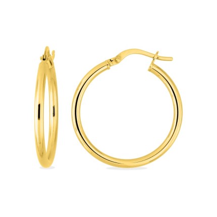Brincos de argola em ouro amarelo de 18K diâmetro 20 mm fio 2 mm