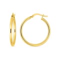 Brincos de argola em ouro amarelo de 18K diâmetro 20 mm fio 2 mm