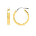 Brincos de argola em ouro amarelo de 18K, diâmetro 15 mm, fio retangular