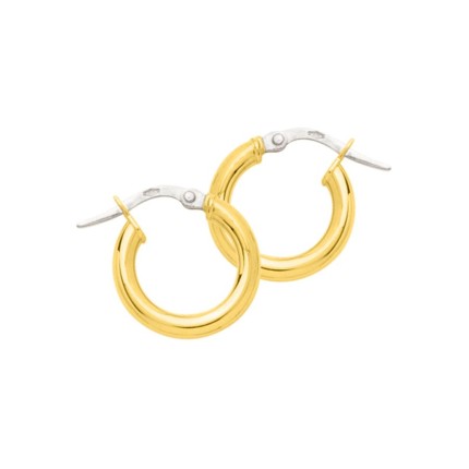 Brincos de argola simples em ouro amarelo 18K diâmetro 10 mm fio 2,5 mm