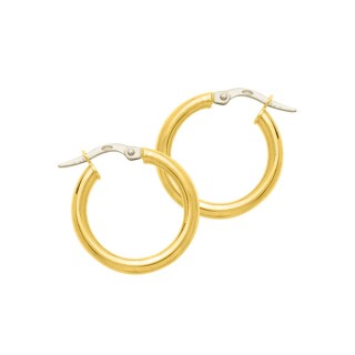 Brincos de argola simples em ouro amarelo de 18K diâmetro 15 mm fio 2,5 mm
