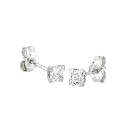 Brincos em ouro branco de 9K e zircónias cúbicas