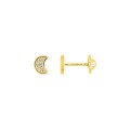 Pendientes diseño luna oro amarillo 9K con circonitas y cierre rosca