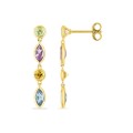 Pendientes largos multi-piedras semi-preciosas en oro 9K