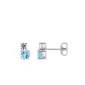 Pendientes oro blanco 9K con topacio y circonita brillantes