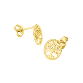 Pendientes oro amarillo 9K árbol de la vida