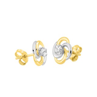 Pendientes fantasia oro amarillo 9K, circonita y rodio