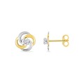 Pendientes fantasia oro amarillo 9K, circonita y rodio