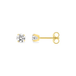 Brincos em ouro amarelo de 9K com zircónias de 4 mm engastadas em 4 garras