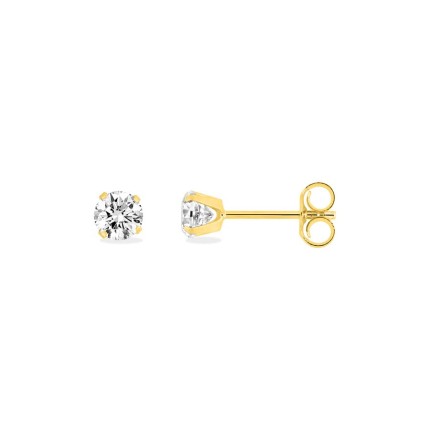 Brincos em ouro amarelo de 9K com zircónias de 4 mm engastadas em 4 garras