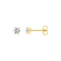 Pendientes oro amarillo 9K con circonita 4 mm engastada en 4 garras