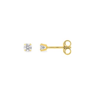 Pendientes oro amarillo 9K con circonita 3 mm engastada en 4 garras