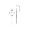 Pendientes colgantes en plata 925 ‰ rodiada, con circonita y pequeña cadena.