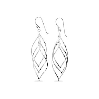 Pendientes largos fantasias plata 925 en fora de hoja