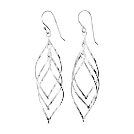 Pendientes largos fantasias plata 925 en fora de hoja