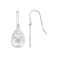 Pendientes de gancho de plata 925 en forma de gota con filigrana