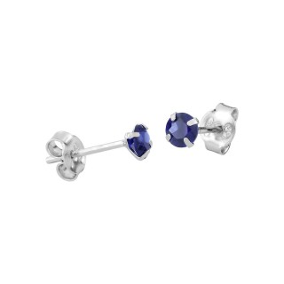 Pendientes de plata 925 rodiada con circonita azul de 4mm