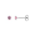 Brincos em prata 925 banhada a ródio com zircónias cor-de-rosa 4mm