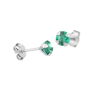 Pendiente de plata 925 rodiada con circonita verde 5mm y cierre presión