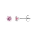 Pendiente de plata 925 rodiada con circonita rosa 5mm y cierre presión