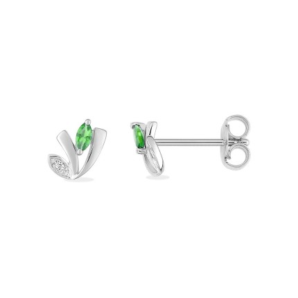 Pendientes de plata 925 de 7mm con circonita y circonita verde