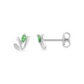 Brincos em prata 925 de 7 mm com zircónias cúbicas e zircónias verdes