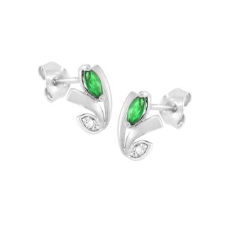 Brincos em prata 925 de 7 mm com zircónias cúbicas e zircónias verdes