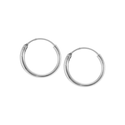 Brincos de argola de 14 mm em prata 925 - Fio 1,5 mm