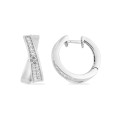 Pendientes de aros cruzados en plata 925 rodiada con circonitas