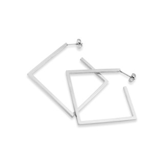 Brincos de argola quadrada em aço inoxidável cinzento 59 mm