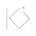 Brincos de argola quadrada em aço inoxidável cinzento 59 mm