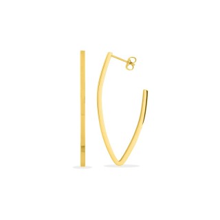 Brincos em aço dourado com a forma de uma argola alongada